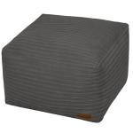 MeMoreCool Square Stuffed Pouf Ottoman Foot Rest, Stripe Furry Floor Pouf Foot Stool with Foam Chunk Filling, Soft Fluffy Stuffed Ottoman Footrest for Living Room, Corduroy Grey