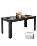 VEVOR Rectangle Dining Table, 63 inch Length Large Wood Tables for 4-6 Person, Modern Dinner Furniture, Conference Desk Supporting for 330LBS, for Home Kitchen Living Room, Black(Only Table)