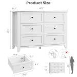 IDEALHOUSE White 6 Drawer Dresser for Bedroom, Large Dresser with Deep Drawers & Metal Knobs, Modern Wooden Chests of Drawers for Entryway, Hallway