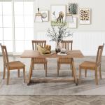 COLAMY Wooden Dining Room Chairs Set of 6, Spindle High Back Windsor Kitchen Side Chair, Farmhouse Dining Chairs for Kitchen, Dining Room, Light Brown