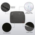 MeMoreCool Square Stuffed Pouf Ottoman Foot Rest, Stripe Furry Floor Pouf Foot Stool with Foam Chunk Filling, Soft Fluffy Stuffed Ottoman Footrest for Living Room, Corduroy Grey