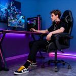 OS MOTOR Gaming Chair with Headrest and Lumbar Support, Ergonomic High Back Office Chair, Racing Style Executive Computer Desk Chair, Leather Adjustable Swivel Task Chair for Home Office (Black)