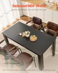 VEVOR Rectangle Dining Table, 63 inch Length Large Wood Tables for 4-6 Person, Modern Dinner Furniture, Conference Desk Supporting for 330LBS, for Home Kitchen Living Room, Black(Only Table)