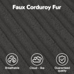 MeMoreCool Square Stuffed Pouf Ottoman Foot Rest, Stripe Furry Floor Pouf Foot Stool with Foam Chunk Filling, Soft Fluffy Stuffed Ottoman Footrest for Living Room, Corduroy Grey