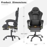 OS MOTOR Gaming Chair with Headrest and Lumbar Support, Ergonomic High Back Office Chair, Racing Style Executive Computer Desk Chair, Leather Adjustable Swivel Task Chair for Home Office (Black)