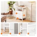 Lazzanto NightStand Bedside Charging Table Bedroom - Night Stand with Charger Station, White Modern Bed Side End Table with Open Shelf & 2 Fabric Drawers, USB-C Port & AC Outlets for Dorm, Living Room
