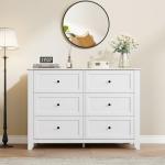 IDEALHOUSE White 6 Drawer Dresser for Bedroom, Large Dresser with Deep Drawers & Metal Knobs, Modern Wooden Chests of Drawers for Entryway, Hallway