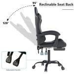OS MOTOR Gaming Chair with Headrest and Lumbar Support, Ergonomic High Back Office Chair, Racing Style Executive Computer Desk Chair, Leather Adjustable Swivel Task Chair for Home Office (Black)
