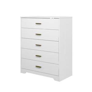 Panana Dresser for Bedroom with 4/5 Drawers, Wooden Chest of Drawers, Storage Organizer Unit Dressers for Bedroom, Living Room, Hallway, Nursery (White, 5 Drawer)