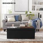 SONGMICS MAZIE Collection - 43 Inches Storage Ottoman Bench with Flipping Lid, Storage Chest with Iron Frame Support, Load 660 lb, for Living Room, Bedroom, Synthetic Leather, Black ULSF75BK