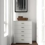 Panana Dresser for Bedroom with 4/5 Drawers, Wooden Chest of Drawers, Storage Organizer Unit Dressers for Bedroom, Living Room, Hallway, Nursery (White, 5 Drawer)