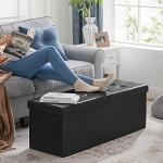 SONGMICS MAZIE Collection - 43 Inches Storage Ottoman Bench with Flipping Lid, Storage Chest with Iron Frame Support, Load 660 lb, for Living Room, Bedroom, Synthetic Leather, Black ULSF75BK
