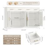 HOSTACK 60" Large Buffet Sideboard with Storage, 36" Tall Kitchen Buffet Storage Cabinet with 4 Drawers, Modern Coffee Bar Cabinet with Gold Handles, Long Sideboard Buffet Table for Kichen, White