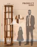 6 Tier Solid Wood Rotating Bookshelf on Wheels, 360° Spinning Book Shelf Tower, Round Revolving Bookcase Organizer, Rolling Bookshelves for Small Spaces, Corner, Bedroom, Kids Room, Office — Walnut