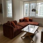 Acanva Luxury Modern Tight Curved Back Velvet Sofa, Minimalist Style Comfy Couch for Living Room Apartment, 4 Seater Modular Sectional, Tangerine