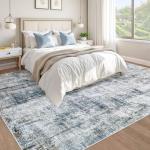 8x10 Area Rug for Living Room: Washable Abstract Soft Rugs Non Slip Modern Stain Resistant Low Pile Carpet for Dining Room Bedroom Nursery Office (Multi Blue, 8'x10')