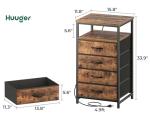 Huuger Night Stand with Charging Station, 4 Drawer Dresser for Bedroom, Bedside Table, 33.9 Inch Tall Nightstand with Open Shelf, End Table, for Closet, Entryway, Bedroom, Rustic Brown