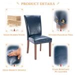 Parsons Dining Chairs Set of 4, Upholstered Nailhead PU Leather Dining Room Kitchen Side Chair with Thick Cushions and Wood Legs, Blue