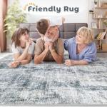 8x10 Area Rug for Living Room: Washable Abstract Soft Rugs Non Slip Modern Stain Resistant Low Pile Carpet for Dining Room Bedroom Nursery Office (Multi Blue, 8'x10')