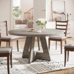 Tribesigns 47 inch Round Dining Table Wood Kitchen Table for Dining Room, 47" Dinner Room Tables for 4-6, Farmhouse Accent Furniture with Wooden Tabletop and Cross Base, Rustic Grey