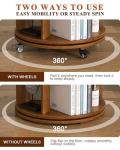 6 Tier Solid Wood Rotating Bookshelf on Wheels, 360° Spinning Book Shelf Tower, Round Revolving Bookcase Organizer, Rolling Bookshelves for Small Spaces, Corner, Bedroom, Kids Room, Office — Walnut