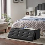 SONGMICS MAZIE Collection - 43 Inches Storage Ottoman Bench with Flipping Lid, Storage Chest with Iron Frame Support, Load 660 lb, for Living Room, Bedroom, Synthetic Leather, Black ULSF75BK