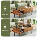 OLIXIS Wooden Coffee Table, Lift Top Coffee Table with Large Hidden Compartment and Ample Storage Shelf, Lift Tabletop Dining Table for Living Room, Home Small Space, Rustic