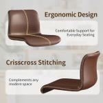 HeuGah Bar Stools Set of 3, Swivel Counter Height Barstools with Back, Adjustable Height 24" to 32", Brown Faux Leather Bar Chairs for Kitchen Island (Brown, Set of 3 (24'' to 32''))