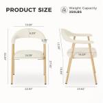 DUMOS Dining Chairs Set of 2, Modern Linen Fabric Upholstered Kitchen Side Chairs with Curved Backrest, Accent Farmhouse Metal Chairs for Kitchen Dining Room Restaurant Cafe, Beige