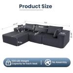 DUMOS 108" Boneless Couch, Cloud Sectional Couch with L-Shape Chaise, Modular Sectional Sofa with Deep Seat, Upholstered Couch for Living Room Bedroom, No Assembly Required (Grey, Left Facing Chaise)