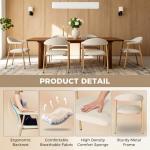 DUMOS Dining Chairs Set of 2, Modern Linen Fabric Upholstered Kitchen Side Chairs with Curved Backrest, Accent Farmhouse Metal Chairs for Kitchen Dining Room Restaurant Cafe, Beige