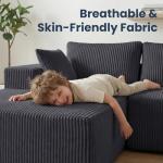 DUMOS 108" Boneless Couch, Cloud Sectional Couch with L-Shape Chaise, Modular Sectional Sofa with Deep Seat, Upholstered Couch for Living Room Bedroom, No Assembly Required (Grey, Left Facing Chaise)