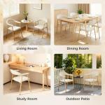 DUMOS Dining Chairs Set of 2, Modern Linen Fabric Upholstered Kitchen Side Chairs with Curved Backrest, Accent Farmhouse Metal Chairs for Kitchen Dining Room Restaurant Cafe, Beige