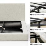 RECCI Cloud Upholstered King Bed Frame with Headboard, 5 Inch Foam Padded Platform, No Box Spring, Easy Assembly (Cream)