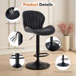 Sweetcrispy Bar Stools Set of 4, Modern Swivel Bar Chairs, Adjustable Fabric Upholstered Barstools Counter Height with Backrest for Bar, Kitchen Island, Dining Room, Black