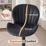 Sweetcrispy Bar Stools Set of 4, Modern Swivel Bar Chairs, Adjustable Fabric Upholstered Barstools Counter Height with Backrest for Bar, Kitchen Island, Dining Room, Black