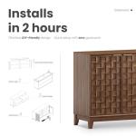 COLAMY 60" Sideboard Buffet Cabinet with Storage, Modern 4-Door Buffet Table with 3D Checkerboard Doors & Solid Wood Legs, Large Coffee Bar Cabinet for Dining Room, Living Room, Entryway, Espresso