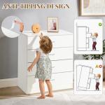 Karl home 4 Drawer Dresser for Bedroom, Small Chests of Drawers Modern Nightstand, White Dresser Chest with 4 Storage Drawers, Dressers for Nursery, Hallway, Living Room, Closet