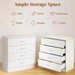 Karl home 4 Drawer Dresser for Bedroom, Small Chests of Drawers Modern Nightstand, White Dresser Chest with 4 Storage Drawers, Dressers for Nursery, Hallway, Living Room, Closet