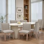 MALOL Dining Chair Set of 6, Fabric Upholstered Kitchen Side Chairs with Wooden Legs for Kitchen & Restaurant Use, Beige