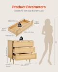 VEVOR 3 Drawer Rattan Dresser, Small Boho Dresser for Bedroom, 31.5" Wide Chest of Drawers with Metal Handles & Wooden Legs, Wood Clothing Storage Closet for Living Room, Hallway, Natural Oak
