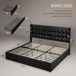 YITAHOME King Size Bed Frame with 3 Storage Drawers and RGB LED Lights, Velvet Upholstered Bed with Charging Station and Storage Headboard, No Box Spring Needed, Easy Assembly, Noise-Free, Black