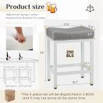 Sweetcrispy 24 inch Bar Stools Set of 2, Upholstered Modern Counter Height Bar Stools for Kitchen Island Modern PU Leather Sadless Stools Chair with Metal Base and Footrest, Grey