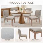 MALOL Dining Chair Set of 6, Fabric Upholstered Kitchen Side Chairs with Wooden Legs for Kitchen & Restaurant Use, Beige