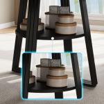 GarveeHome Round Dining Table for 4-6, 47.2 in Farmhouse Kitchen Table with Storage, Circle Dinner Tables for Kitchen, Dining Room, Living Room, Meeting Room, Apartment, Black (Only Table)