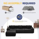 Mvpipi 118" Modern L Shaped Modular Sectional Sofa, Boneless Cloud Couch with Ottoman, Oversized Corduroy Couch Deep Seat, 30D Sponge for Indoor Living Room, No Assembly Required(Black)