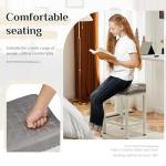 Sweetcrispy 24 inch Bar Stools Set of 2, Upholstered Modern Counter Height Bar Stools for Kitchen Island Modern PU Leather Sadless Stools Chair with Metal Base and Footrest, Grey