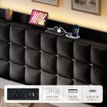 YITAHOME King Size Bed Frame with 3 Storage Drawers and RGB LED Lights, Velvet Upholstered Bed with Charging Station and Storage Headboard, No Box Spring Needed, Easy Assembly, Noise-Free, Black