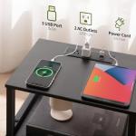 Yoobure Farmhouse NightStand with Charging Station，Wood Night Stand End with USB Ports, LED Bed Side Table with Storage Cabinet，Bedside Table for Bedroom, Living Room Black