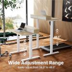 HUANUO 32 x 21 inch Small Electric Standing Desk with 2 Drawers, C-Clamp Mount Compatible, Height Adjustable Sit Stand Desk, Home Office Stand Up Desk with 4 Memory Height Settings, Light Walnut